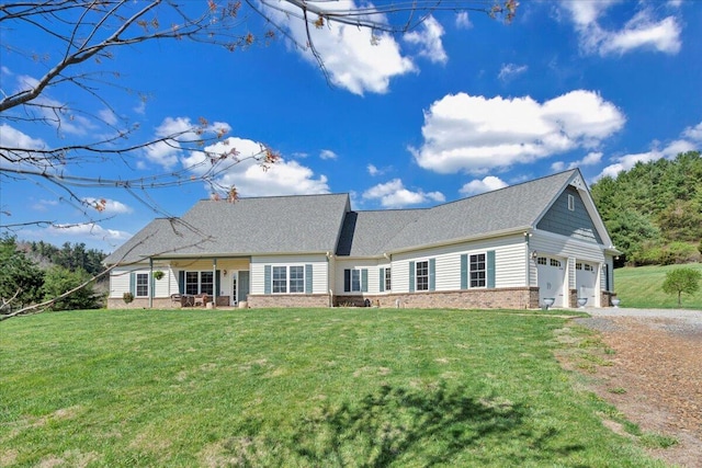 398 River Ridge Rd SE, Copper Hill, VA 24079 - back of house with a lawn, dirt driveway, a garage, and roof with shingles