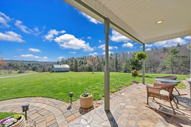 398 River Ridge Rd SE, Copper Hill, VA 24079 - view of patio with a forest view