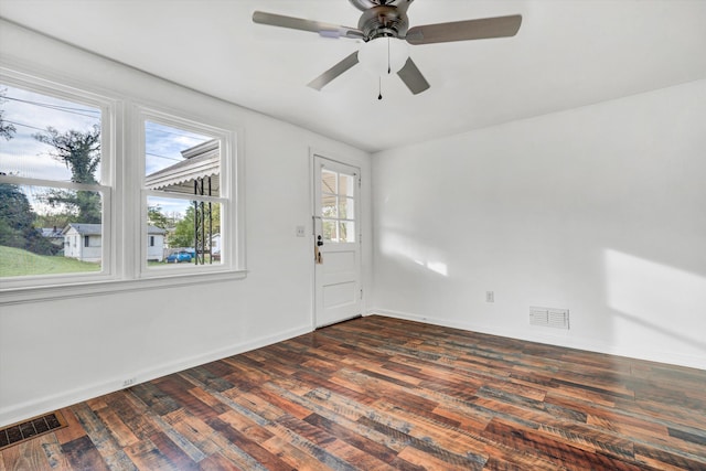 2513 Liberty Rd NW, Roanoke, VA 24012 - entrance foyer featuring dark wood finished floors, a ceiling fan, and baseboards