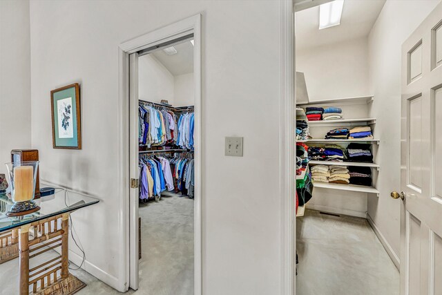 walk in closet featuring carpet floors