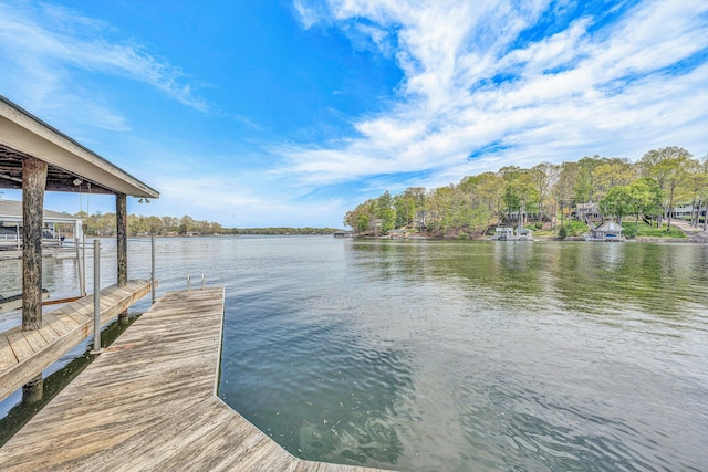 view of dock featuring a water view