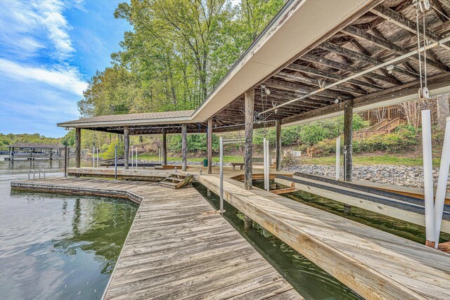 view of dock featuring a water view