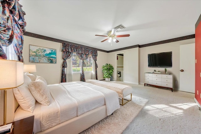 5241 N Spring Dr, Roanoke, VA 24019 - bedroom with ceiling fan, light carpet, and baseboards