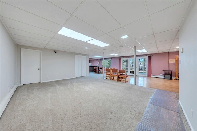 5241 N Spring Dr, Roanoke, VA 24019 - misc room featuring baseboards, a paneled ceiling, carpet, and baseboard heating