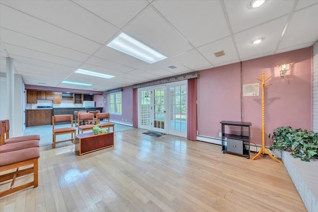5241 N Spring Dr, Roanoke, VA 24019 - living area featuring a drop ceiling and light wood-style flooring