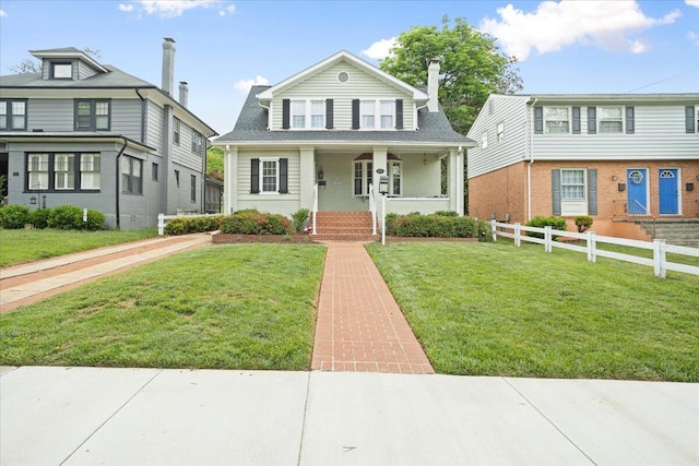 view of front of property featuring covered porch and brick siding