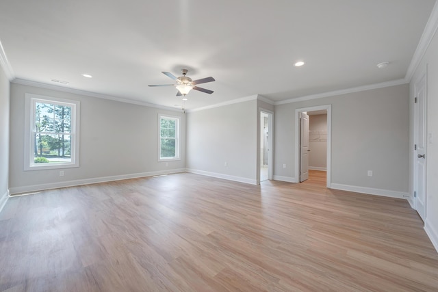 45 Island Green Rd, Daleville, VA 24083 - spare room featuring ceiling fan, light wood finished floors, recessed lighting, ornamental molding, and a smoke detector