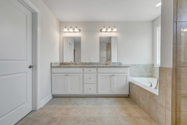 45 Island Green Rd, Daleville, VA 24083 - bathroom featuring double vanity, a bath, and tile patterned floors