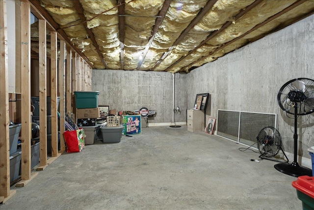view of unfinished below grade area