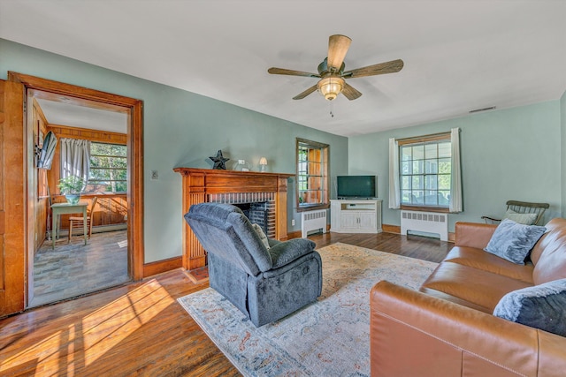 1112 Highland Rd, Salem, VA 24153 - living area featuring radiator heating unit, plenty of natural light, and wood finished floors