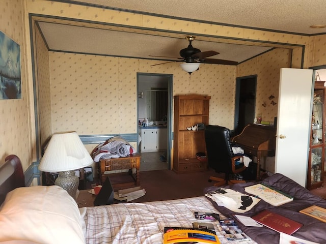402 Mountain Meadow Dr, Vinton, VA 24179 - bedroom featuring wallpapered walls, vaulted ceiling, carpet, and ornamental molding