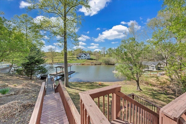 dock area featuring a water view
