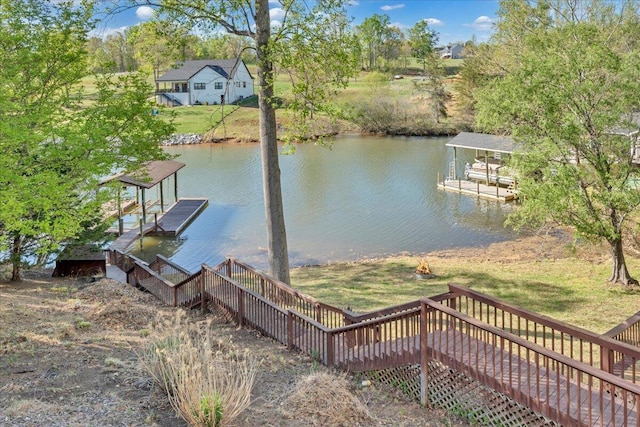 view of dock featuring a water view