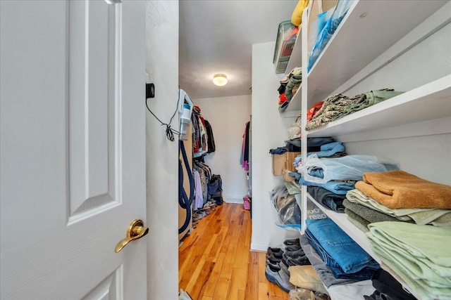 walk in closet featuring wood finished floors