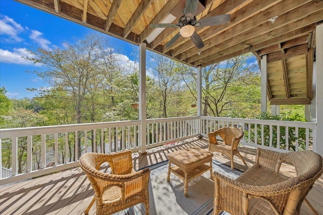deck featuring ceiling fan