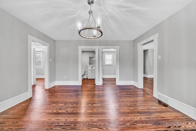 319 Trinity Rd, Troutville, VA 24175 - unfurnished dining area featuring an inviting chandelier, wood finished floors, visible vents, and a wealth of natural light
