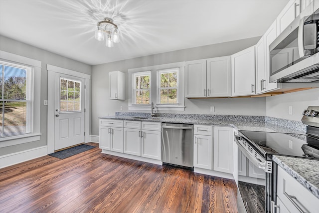 319 Trinity Rd, Troutville, VA 24175 - kitchen with dark wood finished floors, plenty of natural light, stainless steel appliances, and a sink