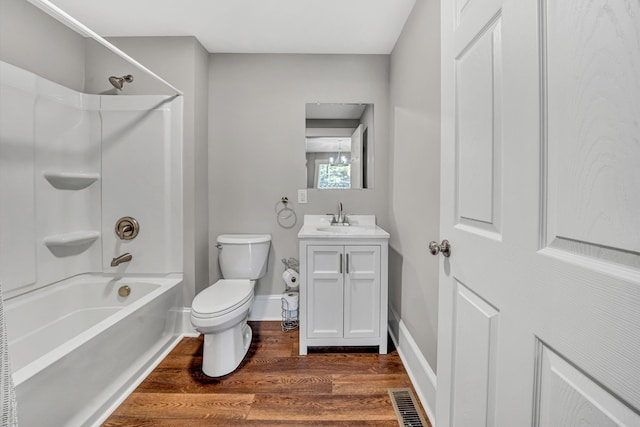 319 Trinity Rd, Troutville, VA 24175 - bathroom with wood finished floors, vanity, shower / washtub combination, toilet, and visible vents