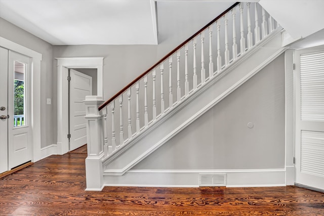 319 Trinity Rd, Troutville, VA 24175 - entrance foyer with visible vents, baseboards, wood finished floors, and stairs