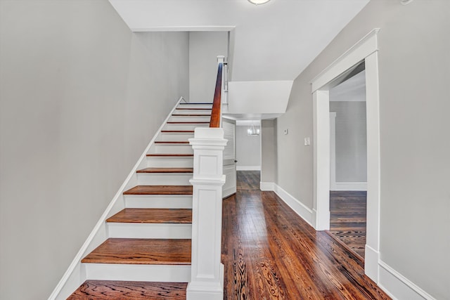 319 Trinity Rd, Troutville, VA 24175 - stairway with baseboards and wood finished floors