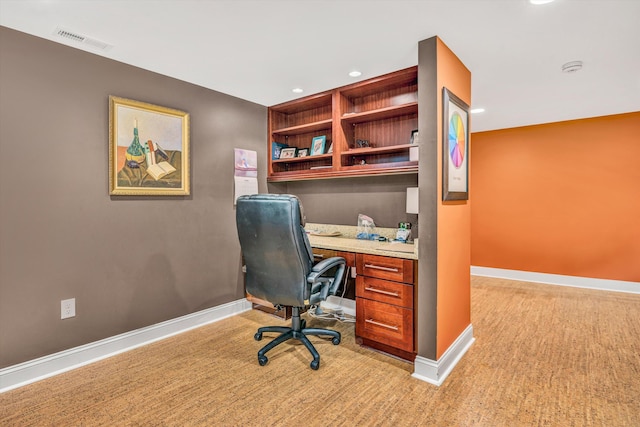 3421 Exeter St SW, Roanoke, VA 24014 - office with light carpet, baseboards, visible vents, and recessed lighting