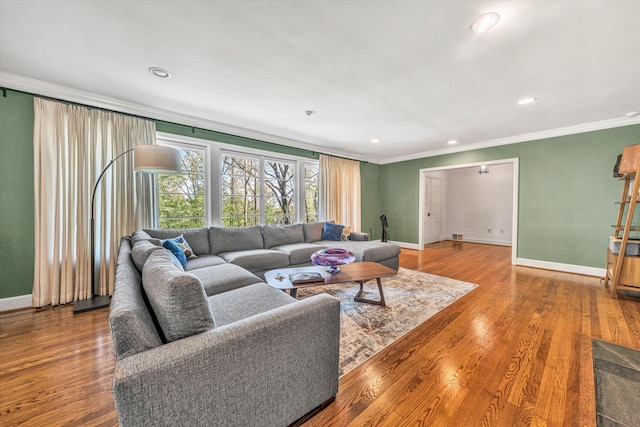 3421 Exeter St SW, Roanoke, VA 24014 - living area featuring baseboards, crown molding, and wood finished floors