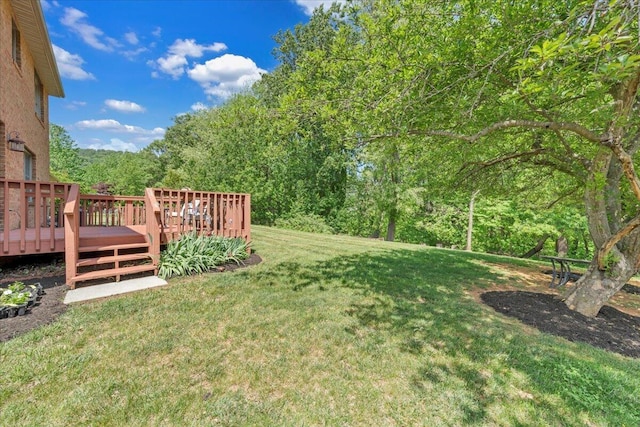 view of yard with a deck