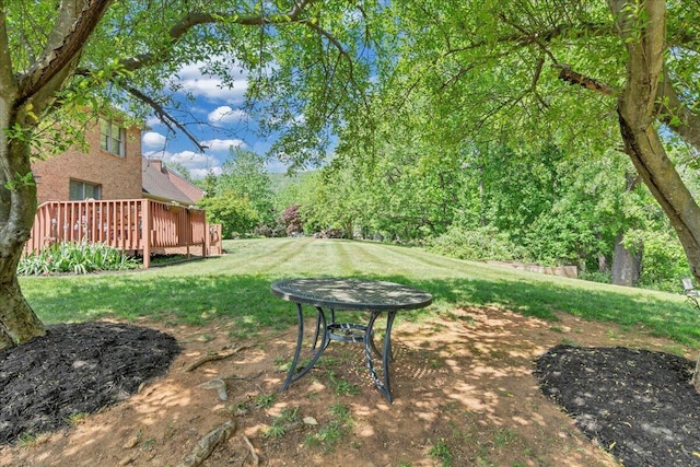 view of yard with a deck