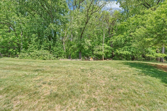 view of yard with a view of trees