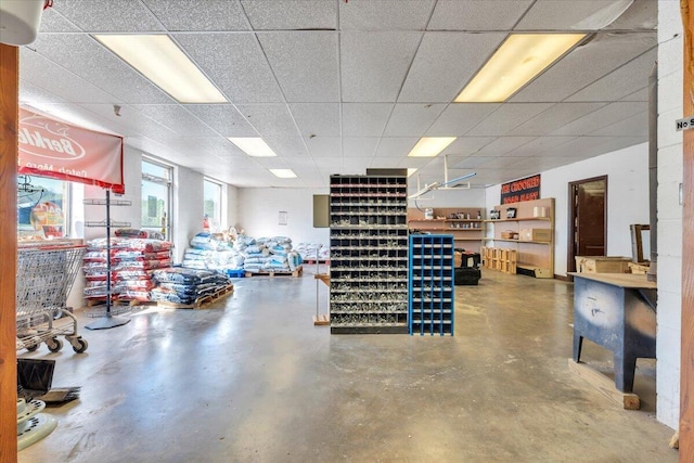 14189 Franklin St, Ferrum, VA 24088 - interior space featuring concrete floors and a paneled ceiling
