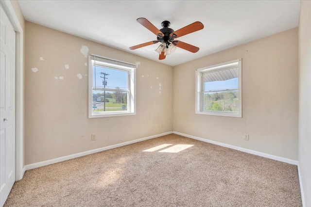 14189 Franklin St, Ferrum, VA 24088 - spare room featuring a ceiling fan, baseboards, a healthy amount of sunlight, and carpet