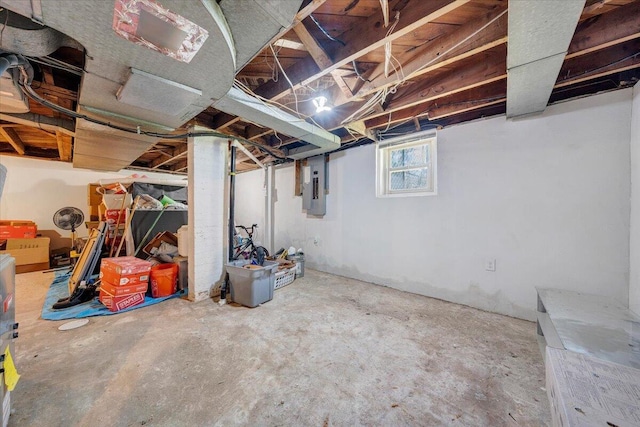 basement with electric panel
