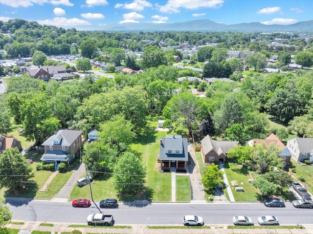 aerial view of residential area with mountains