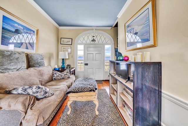420 S Church St, Fincastle, VA 24090 - living room with wood finished floors and ornamental molding