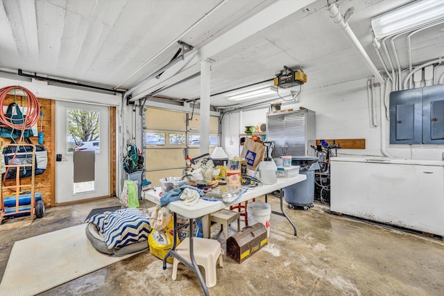 420 S Church St, Fincastle, VA 24090 - garage featuring electric panel and a garage door opener