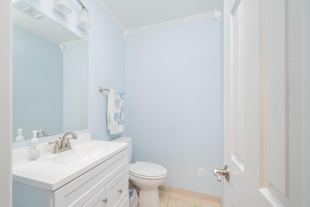 2902 Brughs Mill Rd, Fincastle, VA 24090 - bathroom with vanity, tile patterned floors, toilet, visible vents, and ornamental molding