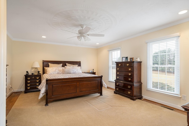 2902 Brughs Mill Rd, Fincastle, VA 24090 - bedroom featuring baseboards, visible vents, crown molding, and recessed lighting