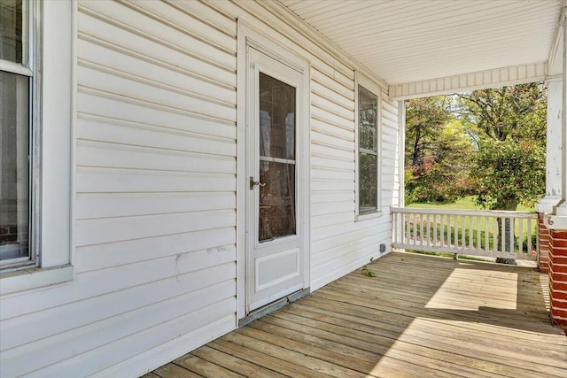 deck featuring covered porch
