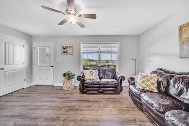 1410 Flowing Springs Rd, Buchanan, VA 24066 - living room featuring a ceiling fan, baseboards, and wood finished floors
