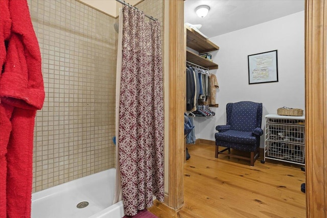 30 Boulder Point Dr, Hardy, VA 24101 - full bathroom with wood finished floors and a stall shower
