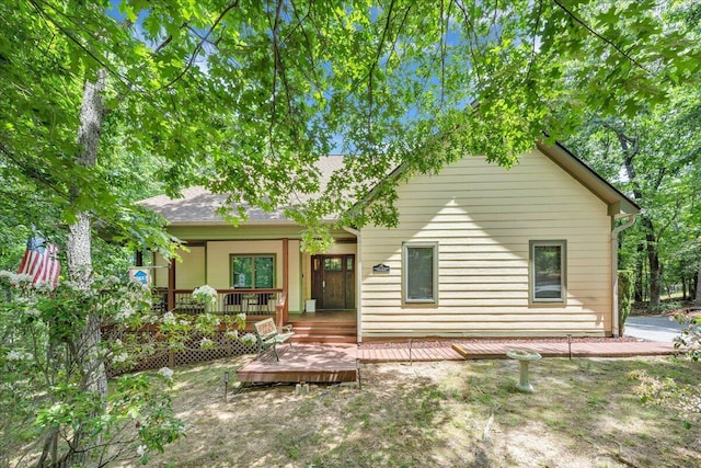 30 Boulder Point Dr, Hardy, VA 24101 - back of property featuring a wooden deck and roof with shingles