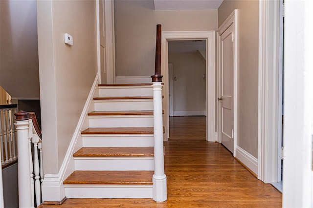 2912 Wycliffe Ave SW, Roanoke, VA 24014 - staircase with baseboards and wood finished floors