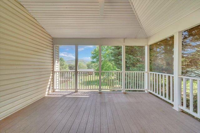 exterior space featuring a mountain view