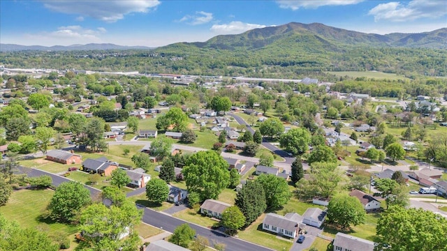drone / aerial view with a mountain view and a residential view