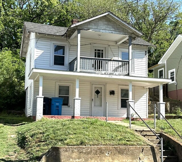 1414 Wise Ave SE, Roanoke, VA 24013 - view of front of house featuring a balcony, a porch, and a shingled roof
