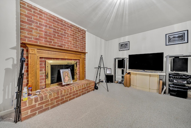72 Windsor Ct, Roanoke, VA 24019 - living area featuring carpet floors and a brick fireplace