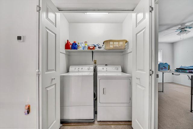 72 Windsor Ct, Roanoke, VA 24019 - laundry area featuring washing machine and dryer and ceiling fan
