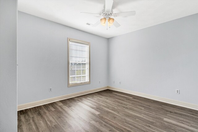4444 Pheasant Ridge Rd Unit 206, Roanoke, VA 24014 - unfurnished room featuring baseboards, a ceiling fan, dark wood finished floors, and visible vents