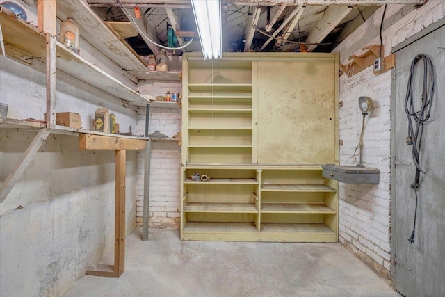view of unfinished basement