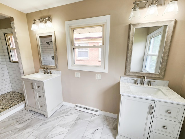 1322 S David Ave, Covington, VA 24426 - bathroom with a tile shower, a wealth of natural light, and a sink